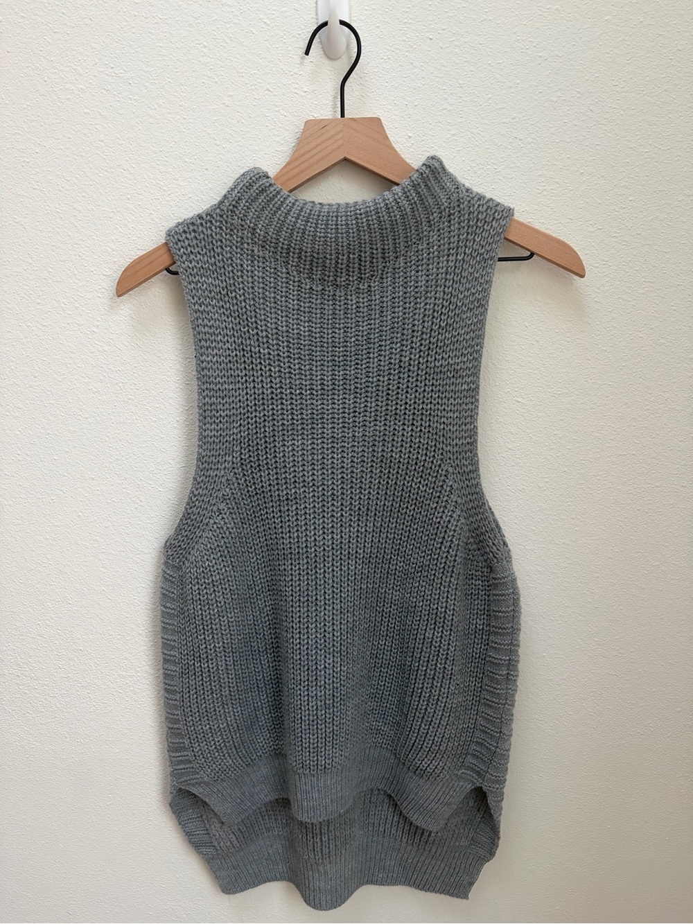Bp Chunky Knit Sweater Sleeveless Mock Neck Vest Oversized Fall Top Gray Size Xs - Picture 2 of 8